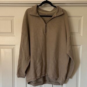 Aerie Tan Quarter-Zip Sweatshirt